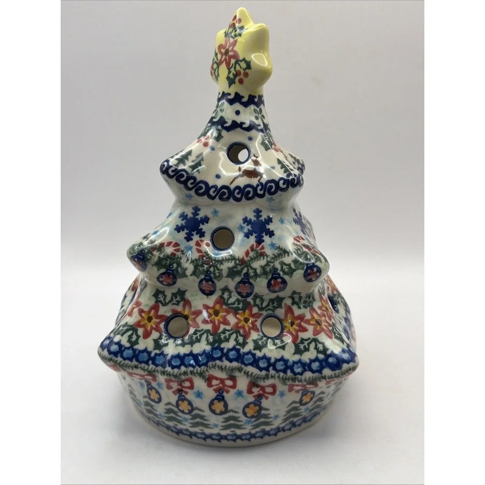 Vena Polish Pottery Christmas Tree Votive 8.5